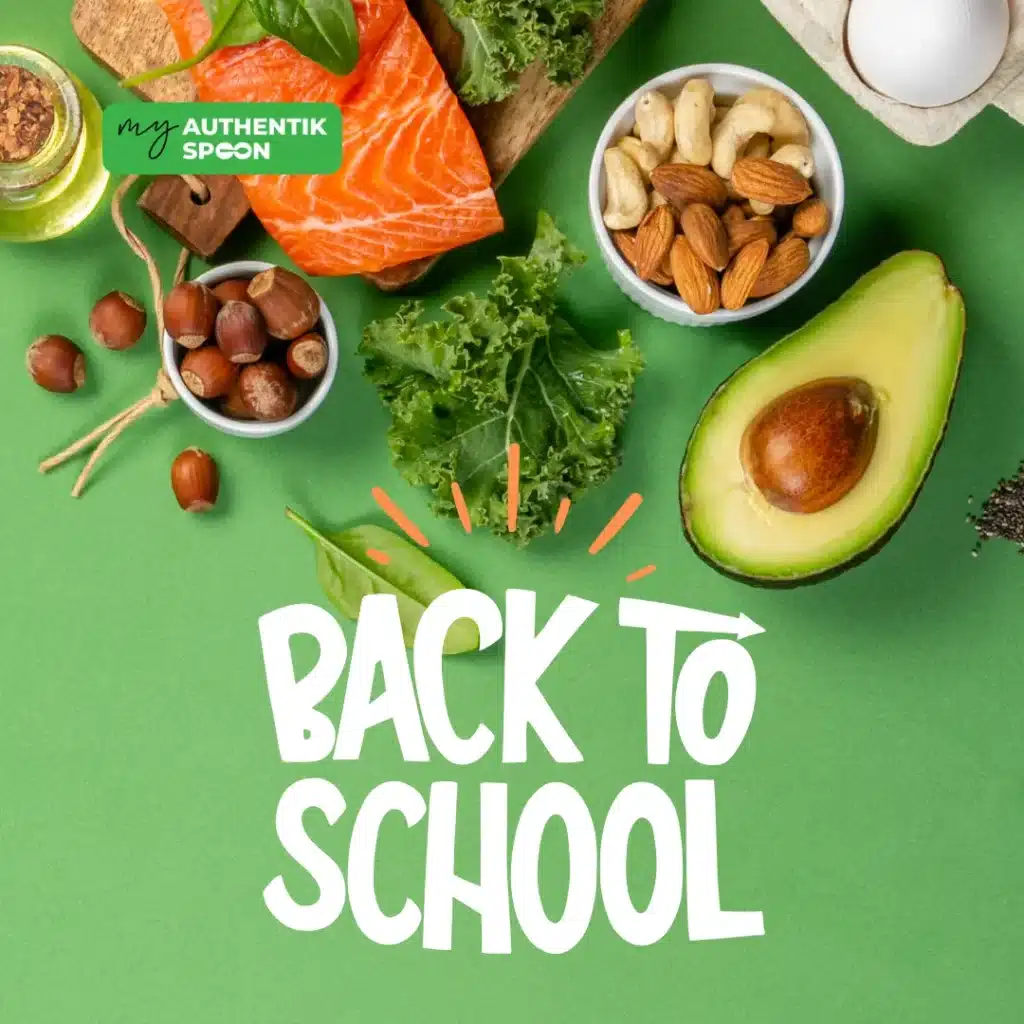 Back to school healthy family habits with anti-inflammatory foods like salmon, avocado, and greens