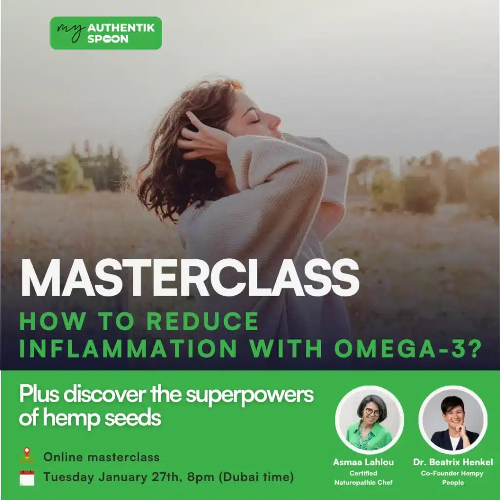 Woman enjoying a calm outdoor moment illustrating the benefits of omega-3 to reduce inflammation, featured in an online masterclass by MyAuthentikSpoon.